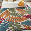 Pemberly Row Contemporary 9' x 12' Multicolor Fabric Tropical Area Rug