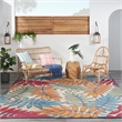 Pemberly Row Contemporary 9' x 12' Multicolor Fabric Tropical Area Rug