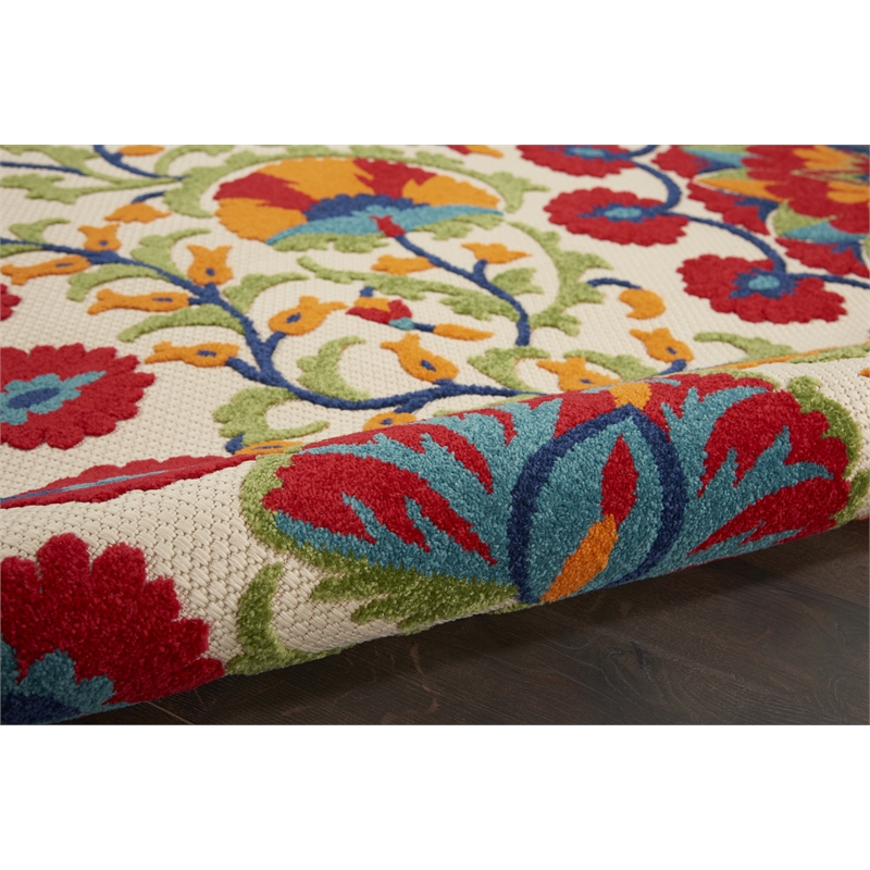 Pemberly Row 9' x 12' Red/Multi Outdoor Indoor/Outdoor Rug Polypropylene