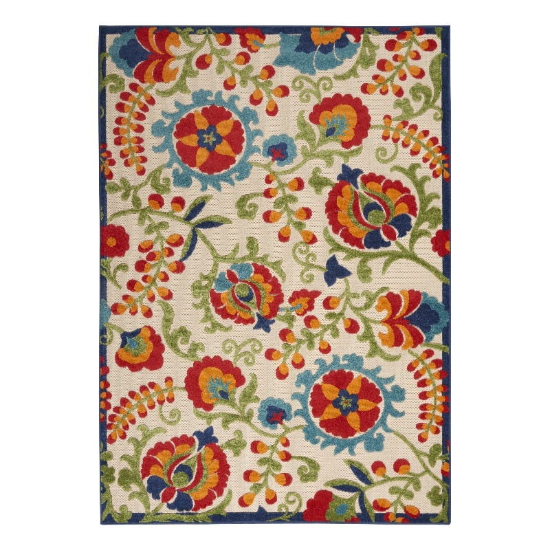 Pemberly Row Contemporary 5' x 8' Multicolor Fabric Farmhouse Area Rug