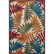Pemberly Row Contemporary 6' x 9' Multicolor Fabric Tropical Area Rug