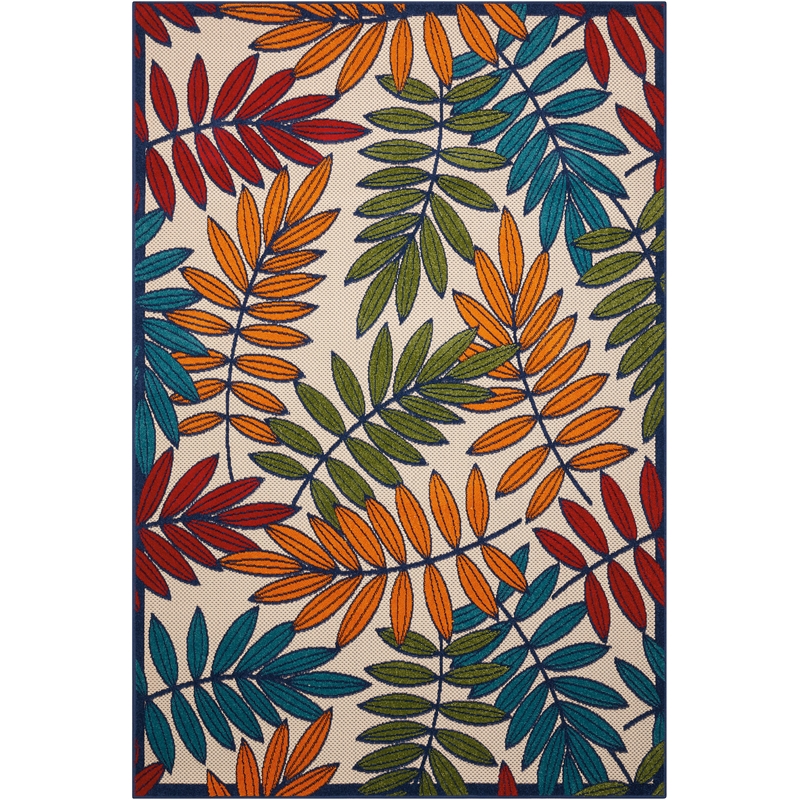Pemberly Row Contemporary 6' x 9' Multicolor Fabric Tropical Area Rug