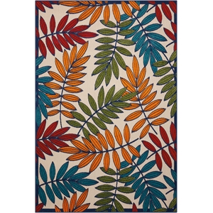 Pemberly Row Contemporary 6' x 9' Multicolor Fabric Tropical Area Rug