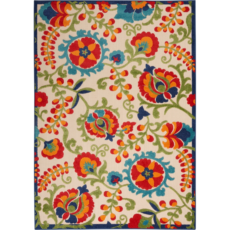 Pemberly Row Contemporary 6' x 9' Multicolor Fabric Farmhouse Area Rug