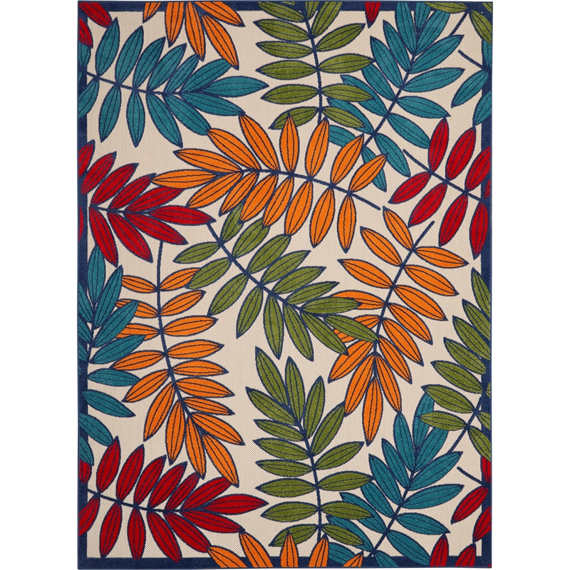 Pemberly Row Contemporary 7' x 10' Multicolor Fabric Tropical Area Rug