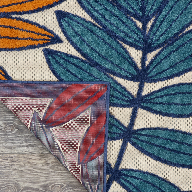 Pemberly Row Contemporary 7' x 10' Multicolor Fabric Tropical Area Rug