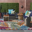 Pemberly Row Contemporary 7' x 10' Multicolor Fabric Tropical Area Rug