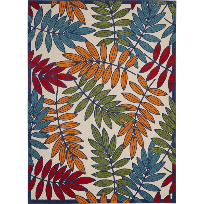 Pemberly Row Contemporary 7' x 10' Multicolor Fabric Tropical Area Rug