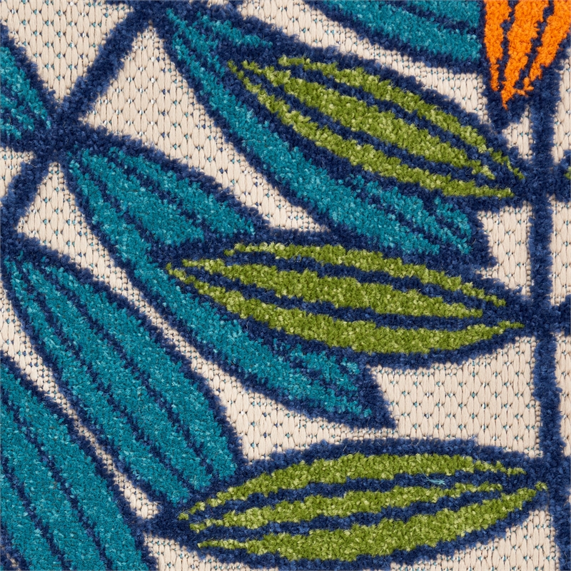 Pemberly Row Contemporary 8' Round Multicolor Fabric Tropical Area Rug