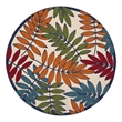 Pemberly Row Contemporary 8' Round Multicolor Fabric Tropical Area Rug