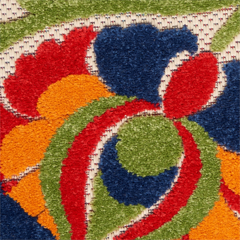 Pemberly Row Contemporary 8' Round Multicolor Fabric Farmhouse Area Rug