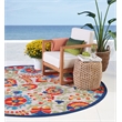 Pemberly Row Contemporary 8' Round Multicolor Fabric Farmhouse Area Rug