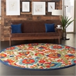 Pemberly Row Contemporary 8' Round Multicolor Fabric Farmhouse Area Rug