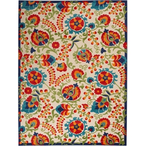 Pemberly Row 7' x 10' Multi-Color Indoor/Outdoor Farmhouse Fabric Rug
