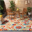 Pemberly Row 7' x 10' Multi-Color Indoor/Outdoor Farmhouse Fabric Rug