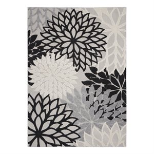 Pemberly Row 108&quot x 144&quot Fabric Indoor/Outdoor Rug in Black/White