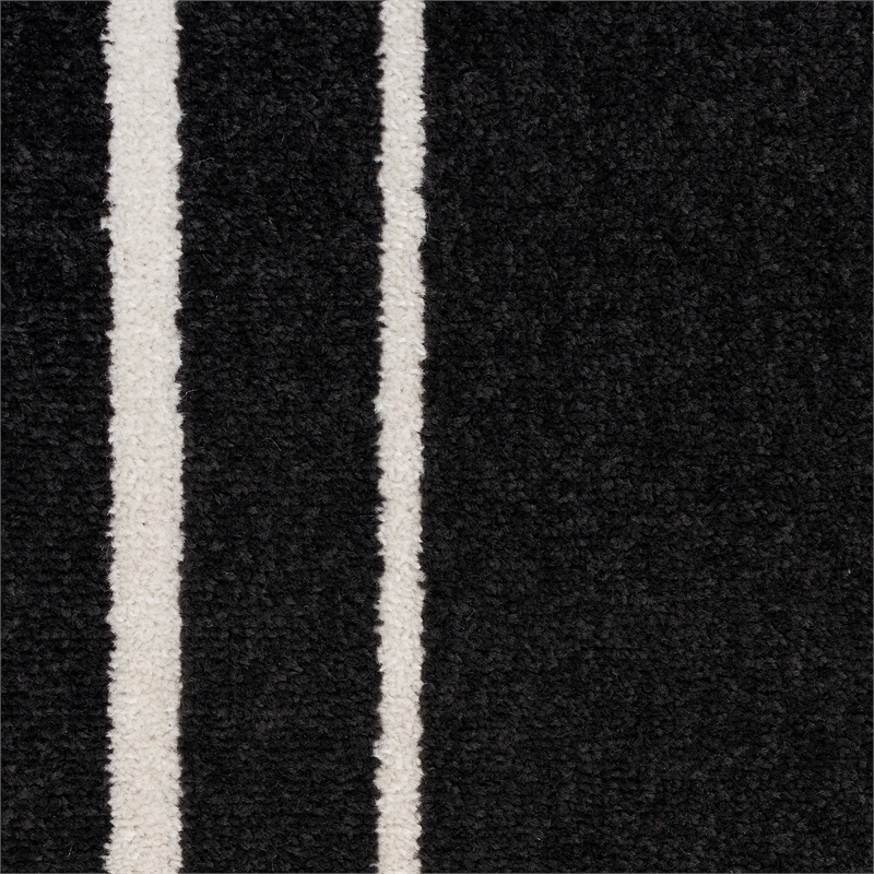 Pemberly Row 5' x 7' Black Ivory Fabric Contemporary Area Rug