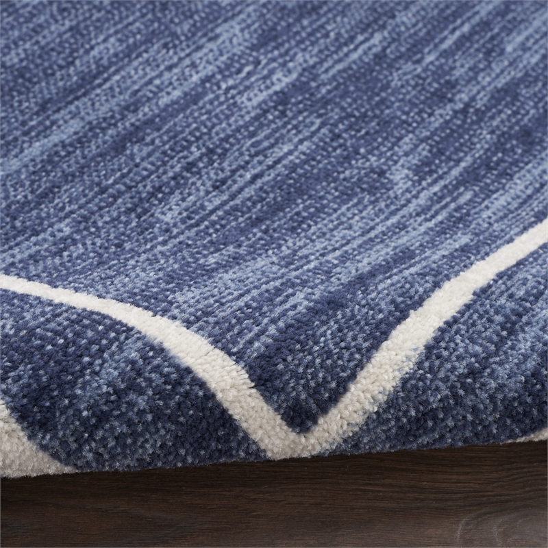 Pemberly Row 5' x 7' Navy/Ivory Contemporary Rug Polypropylene