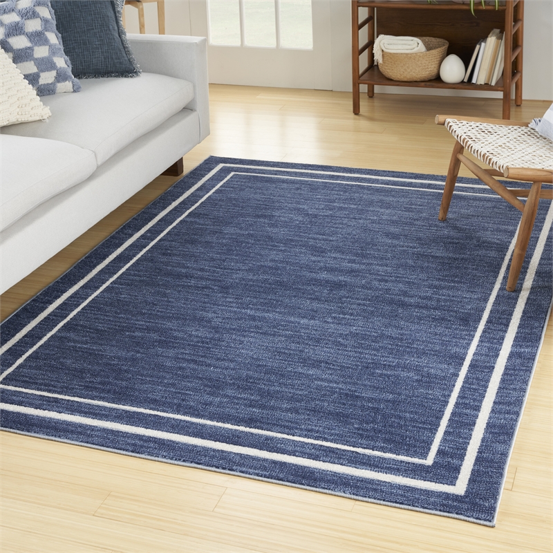 Pemberly Row 5' x 7' Navy/Ivory Contemporary Rug Polypropylene