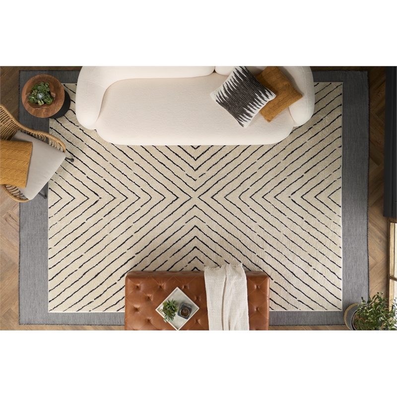 Pemberly Row 10' x 14' Charcoal Fabric Modern Indoor/Outdoor Area Rug