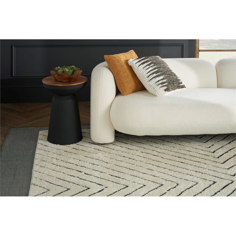 Pemberly Row 10' x 14' Charcoal Fabric Modern Indoor/Outdoor Area Rug