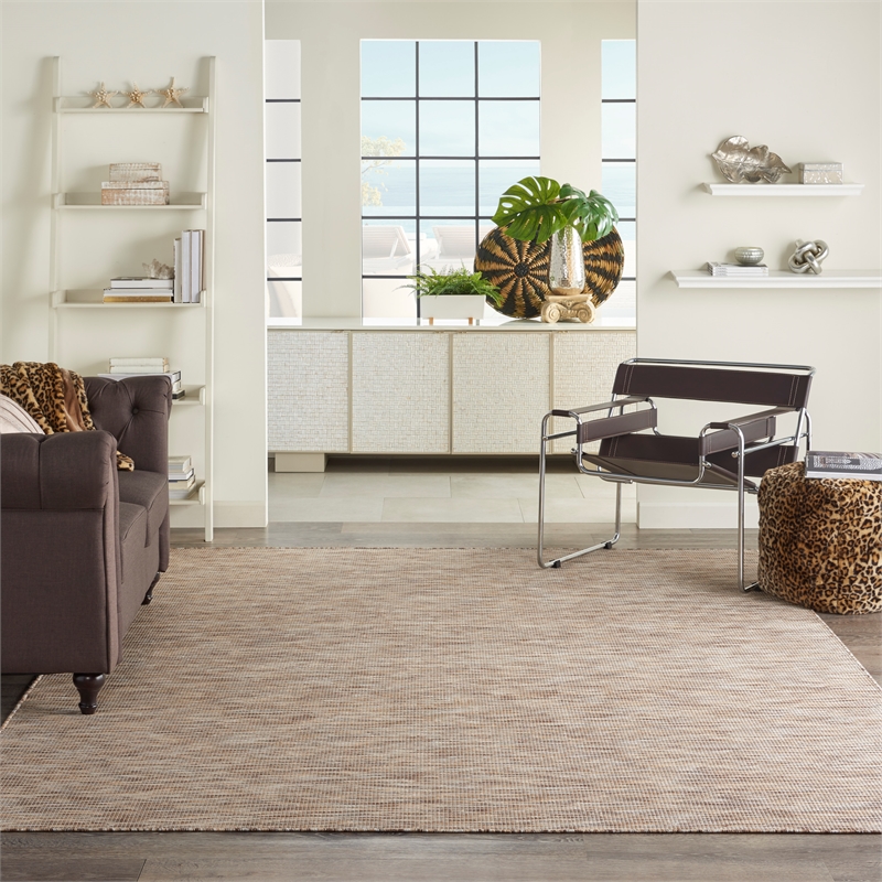 Pemberly Row 6' x 9' Beige Fabric Modern Indoor/Outdoor Area Rug