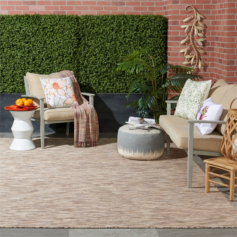 Pemberly Row 6' x 9' Beige Fabric Modern Indoor/Outdoor Area Rug
