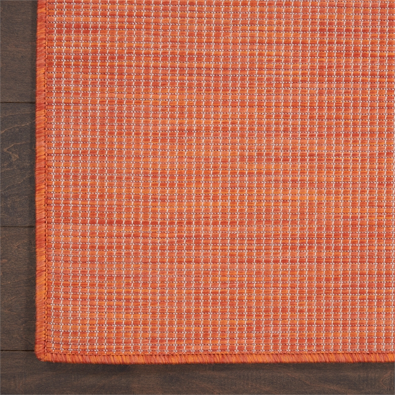 Pemberly Row Contemporary 8' Runner Terracotta Fabric Modern Area Rug