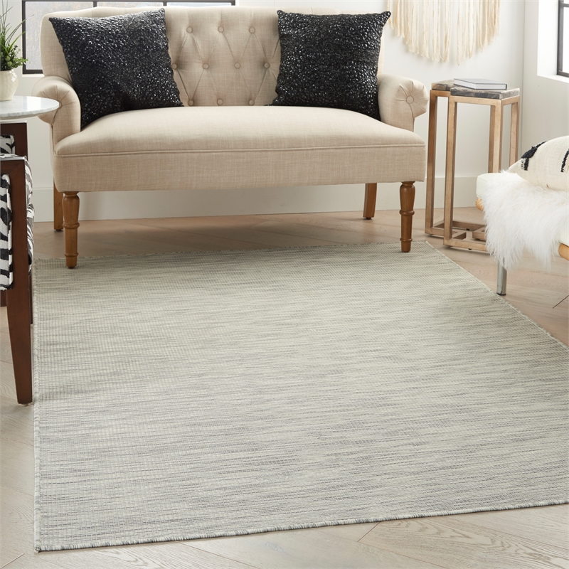 Pemberly Row Contemporary 4' x 6' Light Gray Fabric Modern Area Rug