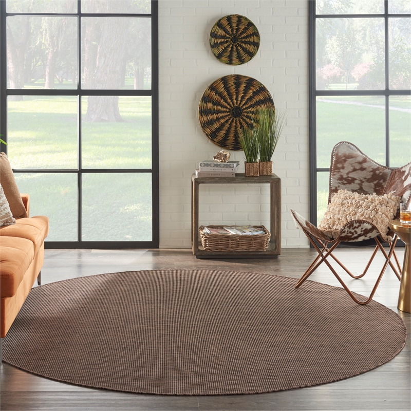 Pemberly Row Contemporary 8' Round Natural Fabric Modern Area Rug