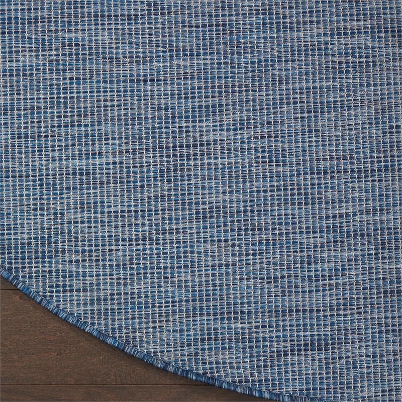 Pemberly Row Contemporary 8' Round Navy Blue Fabric Modern Area Rug