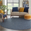 Pemberly Row Contemporary 8' Round Navy Blue Fabric Modern Area Rug
