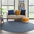 Pemberly Row Contemporary 8' Round Navy Blue Fabric Modern Area Rug