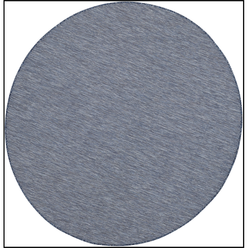 Pemberly Row Contemporary 8' Round Navy Blue Fabric Modern Area Rug