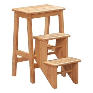 Pemberly Row Contemporary Wood Folding 24.5&quot Step Stool - Natural Finish
