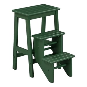 Pemberly Row Wood Folding 24.5&quot Step Stool - Equestrian Green Finish