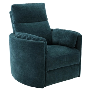 pemberly row transitional fabric swivel recliner with two pillows