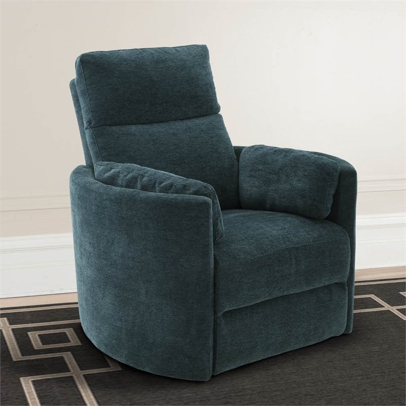 Pemberly Row Polyester Power Swivel Glider Recliner in Peacock Blue