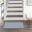 Pemberly Row Contemporary 2' x 3' Ivory Blue Fabric Modern Area Rug