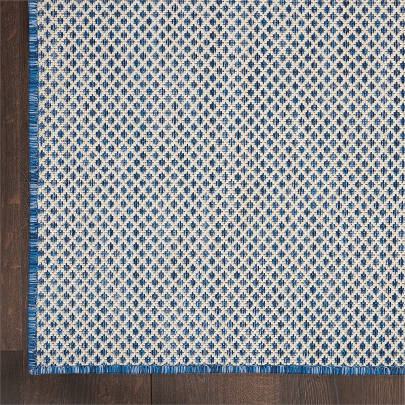 Pemberly Row Contemporary 2' x 3' Ivory Blue Fabric Modern Area Rug