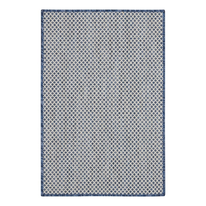 Pemberly Row Contemporary 2' x 3' Ivory Blue Fabric Modern Area Rug