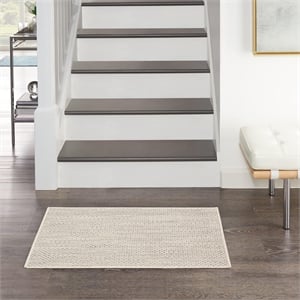 Pemberly Row Contemporary 2' x 3' Ivory Silver Fabric Modern Area Rug