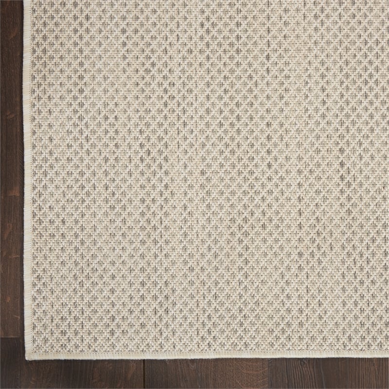 Pemberly Row Contemporary 9' x 12' Ivory Silver Fabric Modern Area Rug