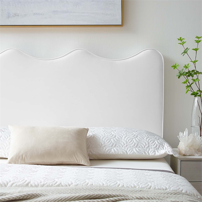 Pemberly Row Performance Velvet Full/Queen Headboard in White