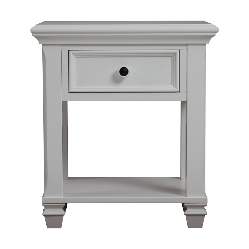 Pemberly Row Traditional Wood Nightstand in Pure White Finish