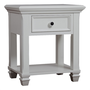 Pemberly Row Traditional Wood Nightstand in Pure White Finish