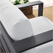 Pemberly Row Modern Fabric/Aluminum Outdoor Armchair in Gray/White