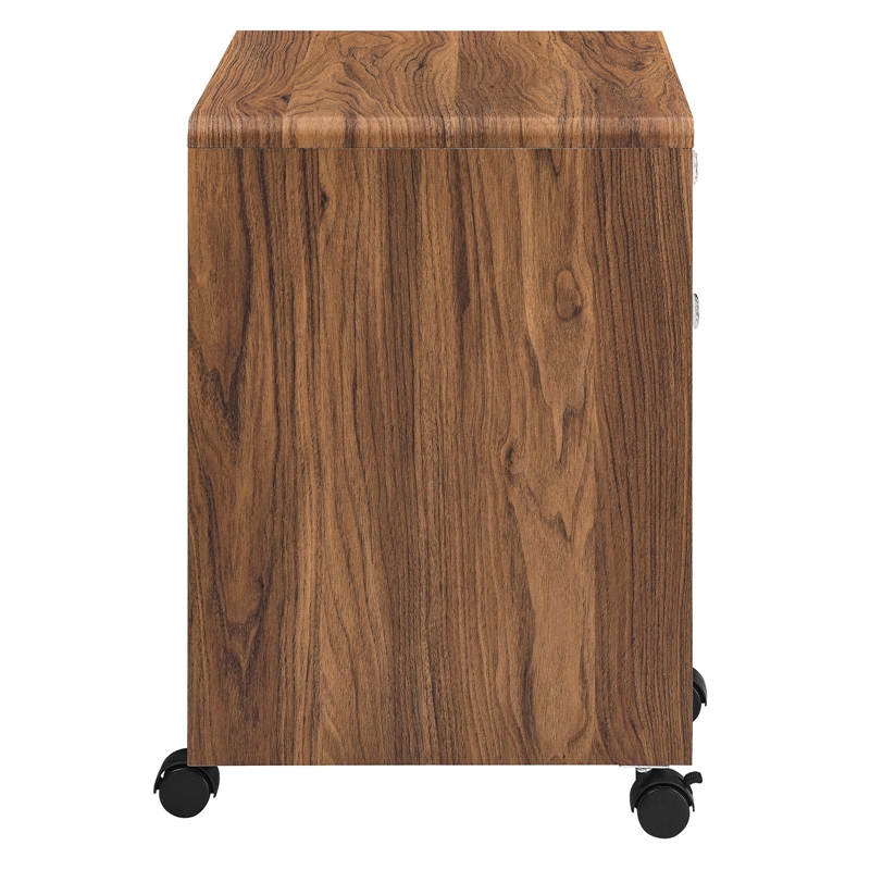 Pemberly Row Modern Wood & Plastic File Cabinet in Walnut/White