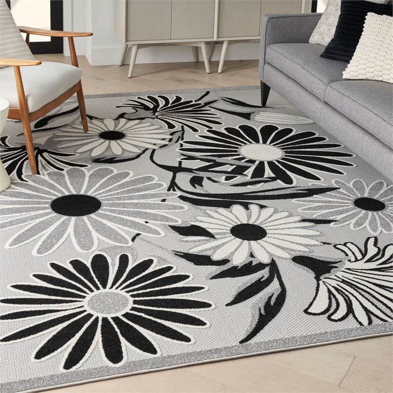 Pemberly Row 9' x 12' Black White Fabric Contemporary Area Rug