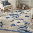 Pemberly Row Contemporary 4' x 6' Blue Gray Fabric Contemporary Area Rug